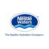 Untitled design (1) Logo of Nestlé Waters with a blue oval containing the brand name and wave graphics, accompanied by the tagline "The Healthy Hydration Company™" below.