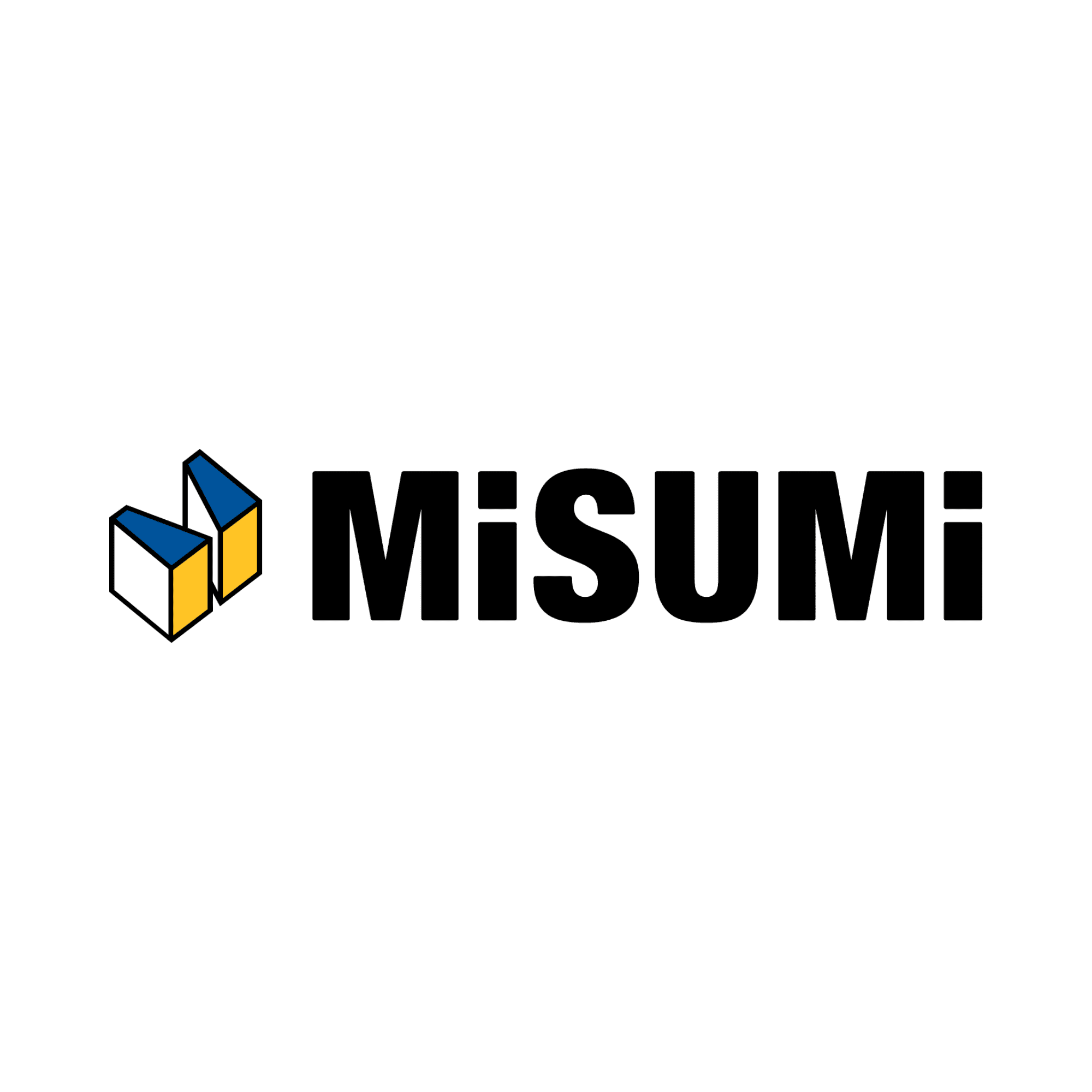 Untitled design (1) Logo of MiSUMi with two geometric shapes in blue and yellow on the left and the company name written in bold black text.