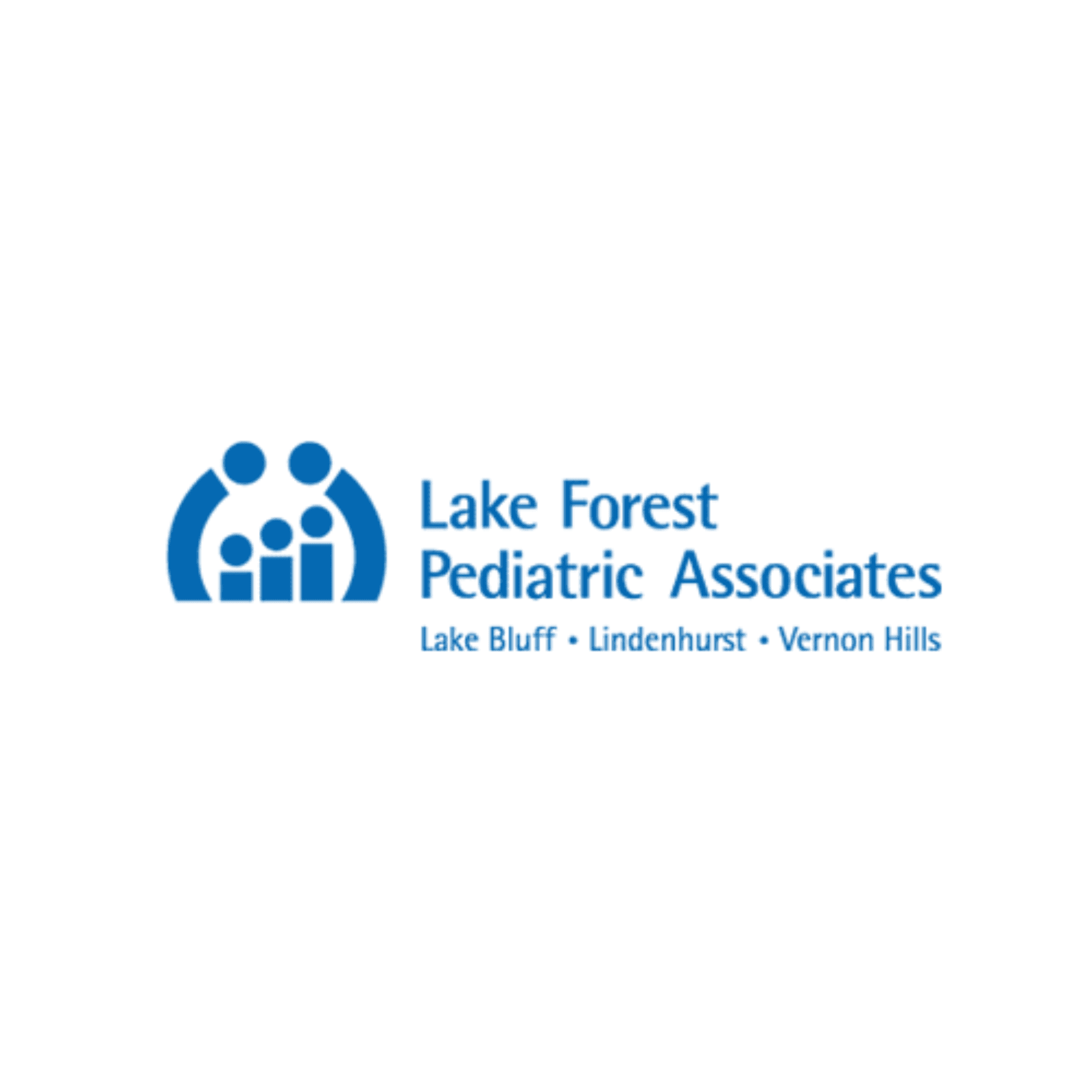 Untitled design (2) Lake Forest Pediatric Associates logo with text "Lake Bluff, Lindenhurst, Vernon Hills" below the name, and a graphic of three abstract human figures.
