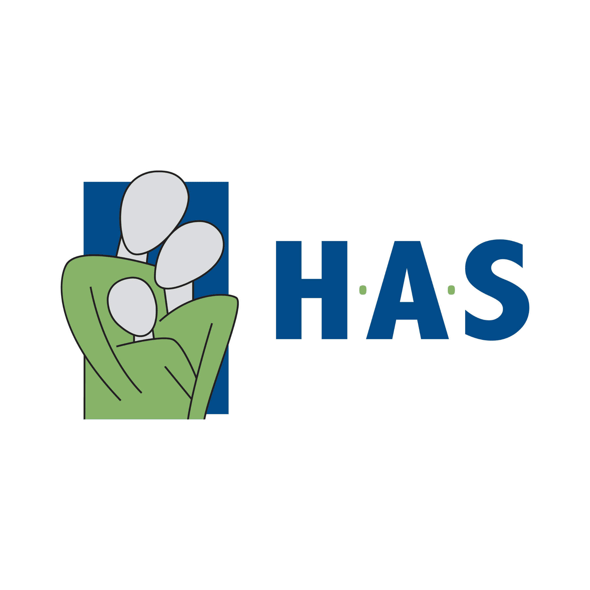 Untitled design (2) copy The image shows the logo for H.A.S Community Counseling & Treatment, featuring a green hand holding three white balloons next to the text.